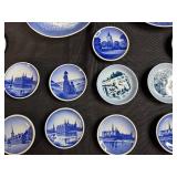 Collection of Orrefors Sweden Crystal, Carnival Glass Bowl, and Blue Commemorative Plates