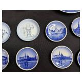 Collection of Orrefors Sweden Crystal, Carnival Glass Bowl, and Blue Commemorative Plates