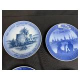 Collection of Orrefors Sweden Crystal, Carnival Glass Bowl, and Blue Commemorative Plates