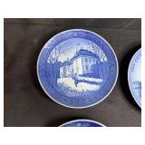 Collection of Orrefors Sweden Crystal, Carnival Glass Bowl, and Blue Commemorative Plates