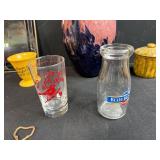 Vintage Pottery and Glassware Collection with Utensils and Decor