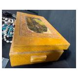 Vintage Jewelry Lot with Shell Purse, Gloves and Decorative Box