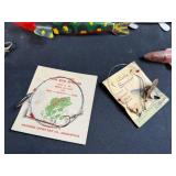 Vintage Fishing Tackle Box with Assorted Wooden Lures and Accessories