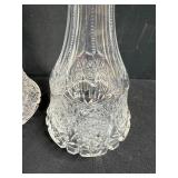 Assorted Vintage Glass Decanters, Ceramic Pitcher, and Syracuse/Sterling China Saucers