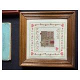 Vintage Dairy Bottles, Framed Needlework, and Old Cookbooks Collection