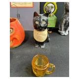 Eclectic Vintage and Collectible Decor Lot Including Cat Figurines, Game, and Artwork