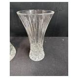 Set of 3 Cut Glass Vases with Floral and Geometric Patterns