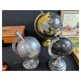 Vintage Decor Collection with Framed Art, Globes, and Americana Flags
