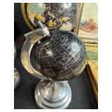 Vintage Decor Collection with Framed Art, Globes, and Americana Flags