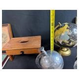 Vintage Decor Collection with Framed Art, Globes, and Americana Flags