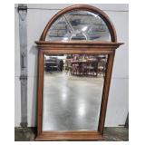 Wood Framed Arch Top Wall Mirror, 50 x 31 Inches
