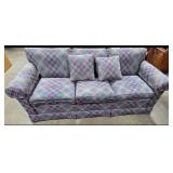 Ethan Allen 3-Seat Plaid Upholstered SLEEPER Sofa with Pillows - CLEAN!