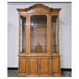Wooden China Cabinet Hutch with Glass Doors and Interior Shelves, 85 x 50 x 15 in