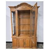 Wooden China Cabinet Hutch with Glass Doors and Interior Shelves, 85 x 50 x 15 in