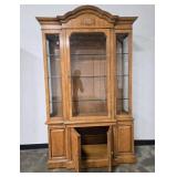Wooden China Cabinet Hutch with Glass Doors and Interior Shelves, 85 x 50 x 15 in