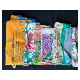 Collection of Vintage Silk Scarves with Leather and Suede Gloves
