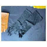 Collection of Vintage Silk Scarves with Leather and Suede Gloves