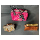 Collection of 3 Designer Handbags Including Betsey Johnson, Louis Vuitton (no tags or lining), and Crocodile Pattern Purse