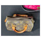 Collection of 3 Designer Handbags Including Betsey Johnson, Louis Vuitton (no tags or lining), and Crocodile Pattern Purse