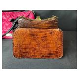 Collection of 3 Designer Handbags Including Betsey Johnson, Louis Vuitton (no tags or lining), and Crocodile Pattern Purse