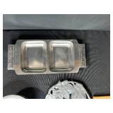 Mixed Kitchenware Collection with Cutting Boards, Serving Tray, and Metal Bowls