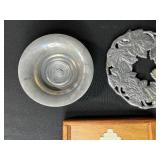 Mixed Kitchenware Collection with Cutting Boards, Serving Tray, and Metal Bowls