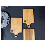 Mixed Kitchenware Collection with Cutting Boards, Serving Tray, and Metal Bowls