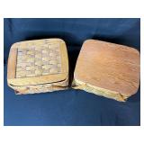 Set of 2 Woven Picnic Baskets with Assorted Glassware and Mugs