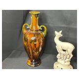 Pottery Vase w Bold Dip & Collection of Vintage Decorative Vases, Figurines, and Bowls