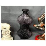 Pottery Vase w Bold Dip & Collection of Vintage Decorative Vases, Figurines, and Bowls