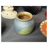 Pottery Vase w Bold Dip & Collection of Vintage Decorative Vases, Figurines, and Bowls