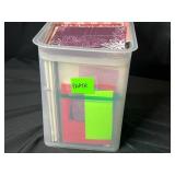 Large Collection of Designer and Specialty Paper Sample Books in Storage Bin