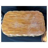 2 Wooden Picnic Baskets with Assorted Vintage Glass Bottles Jars