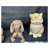 Decorative Figurines, Cat Cookie Jar, Framed Art, Artificial Fruit and Checkered Tablecloths