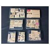 Collection of Wood Mounted Rubber Stamps for Crafting and Card Making