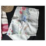 Decorative Gourd with Deer, Two Woven Baskets, and Vintage Textiles Collection