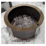 O - Breeo Outdoor Patio Set with 4 Adirondack Chairs, Fire Pit and Wood Storage Table