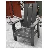 O - Breeo Outdoor Patio Set with 4 Adirondack Chairs, Fire Pit and Wood Storage Table