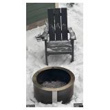 O - Breeo Outdoor Patio Set with 4 Adirondack Chairs, Fire Pit and Wood Storage Table