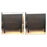 U - Pair of Stylish 3-Drawer Nightstands with Metal Handles