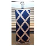 U - Pair of Safavieh Table Lamps with Blue and White Lattice Design