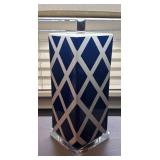 U - Pair of Safavieh Table Lamps with Blue and White Lattice Design