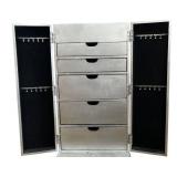 U - Mirrored Jewelry Cabinet with Drawers and Lift-Top Mirror