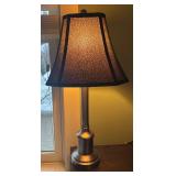 U - Brushed Nickel Table Lamp with Black Shade