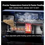 Onlyfire - BBQ Wood Pellet Grill Smoker with Digital Control LED Screen Meat Probe 2 Tiers Cooking Area