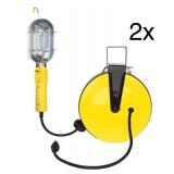 Quantity 2 - BAYCO Ext. Cord Reel, w/Hand Lamp, 16/3AWG, 50ft