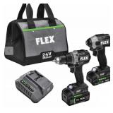 FLEX FXM204-2B 24V BRUSHLESS 2 TOOL COMBO KIT DRILL DRIVER WITH TURBO MODE AND IMPACT DRIVER WITH QUICK EJECT