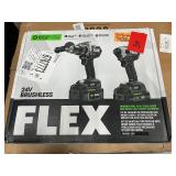 FLEX FXM204-2B 24V BRUSHLESS 2 TOOL COMBO KIT DRILL DRIVER WITH TURBO MODE AND IMPACT DRIVER WITH QUICK EJECT