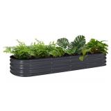 Veikous Metal Raised Garden Bed, 9-in-1 Modular Garden Beds for Vegetables Herbs and Flowers, Oval