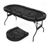 8 Player Foldable Poker Table, 72" Portable Folding Poker Table w/Padded Rails, Cup Holders, Casino Grade Felt Surface